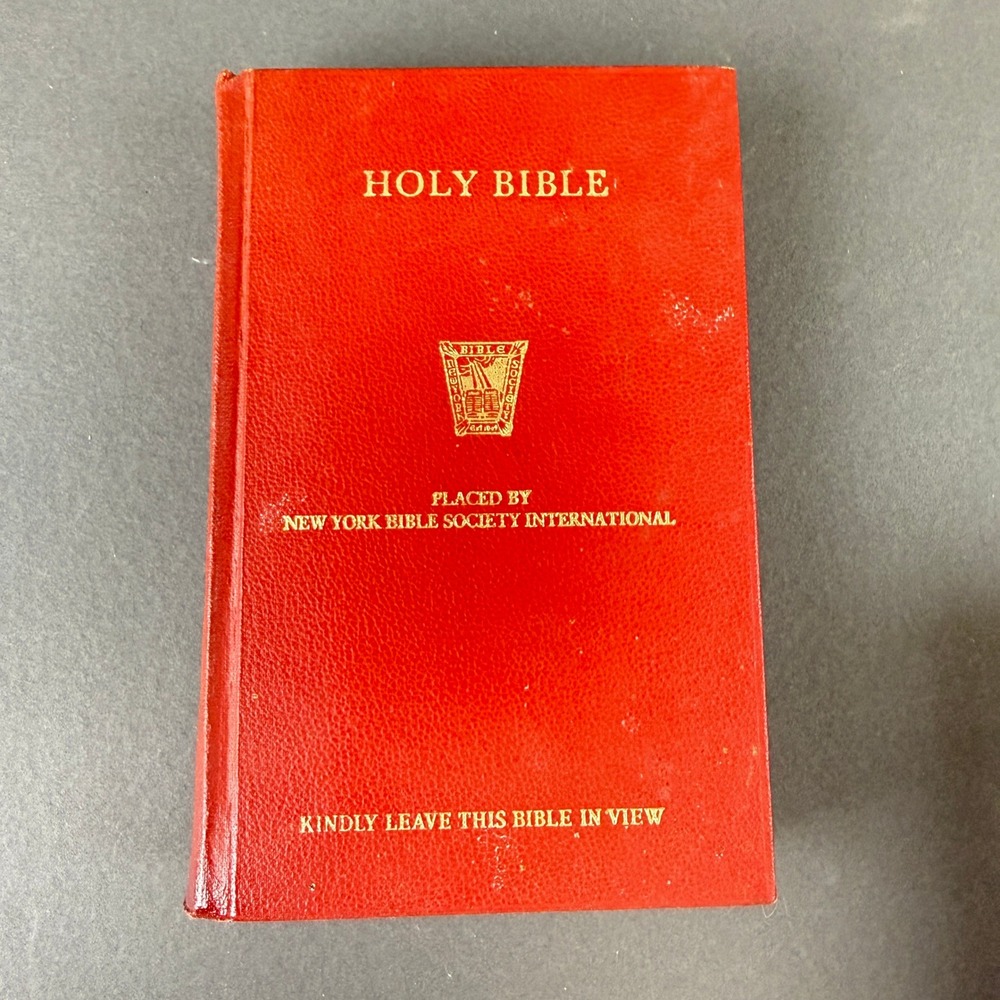 Holy Bible KJV Red Hardcover Vintage printed by New York Bible Society in GB